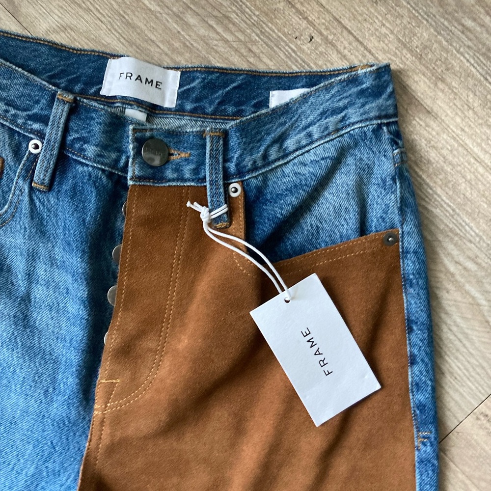 Frame Suede Panel Mix Jeans - Picture 2 of 6